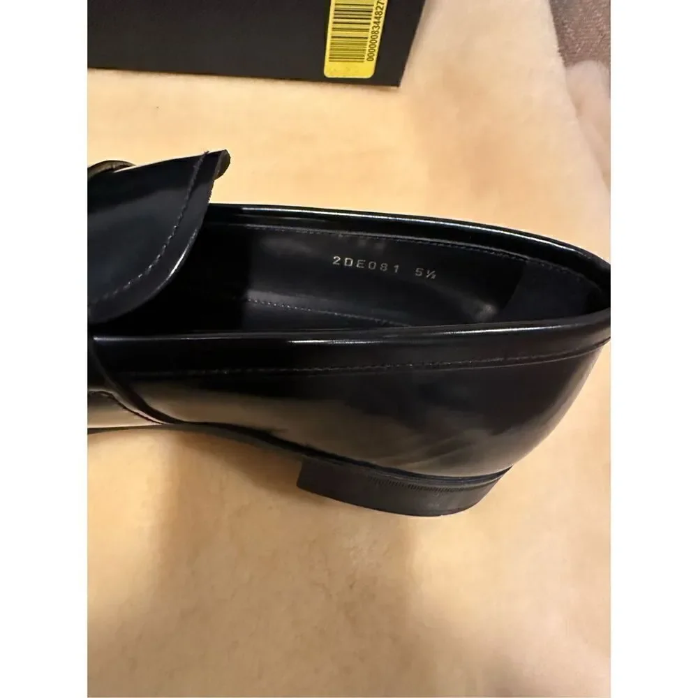 Prada Spazzolato Leather Mens Bit Loafer Shoes size 5,5 EU 38,5-39 black - Picture 6 of 12